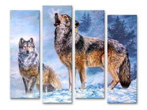 Модульная картина волки
