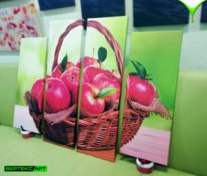 Модульная картина корзина с яблоками