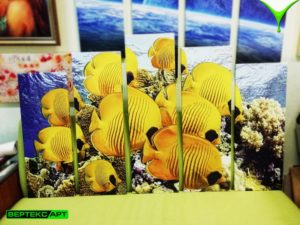Модульная картина желтые рыбки