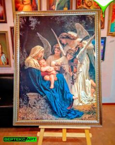 Репродукция картины на холсте Уильям Бугро "Мадонна с Младенцем и музицирующими ангелами"