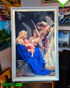 Репродукция картины на холсте Уильям Бугро "Мадонна с Младенцем и музицирующими ангелами"